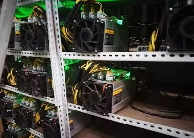 A view of a modern mining farm in France with numerous rigs operating