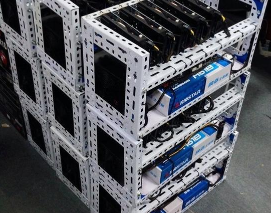 High-performance mining rig running smoothly in a hosting facility
